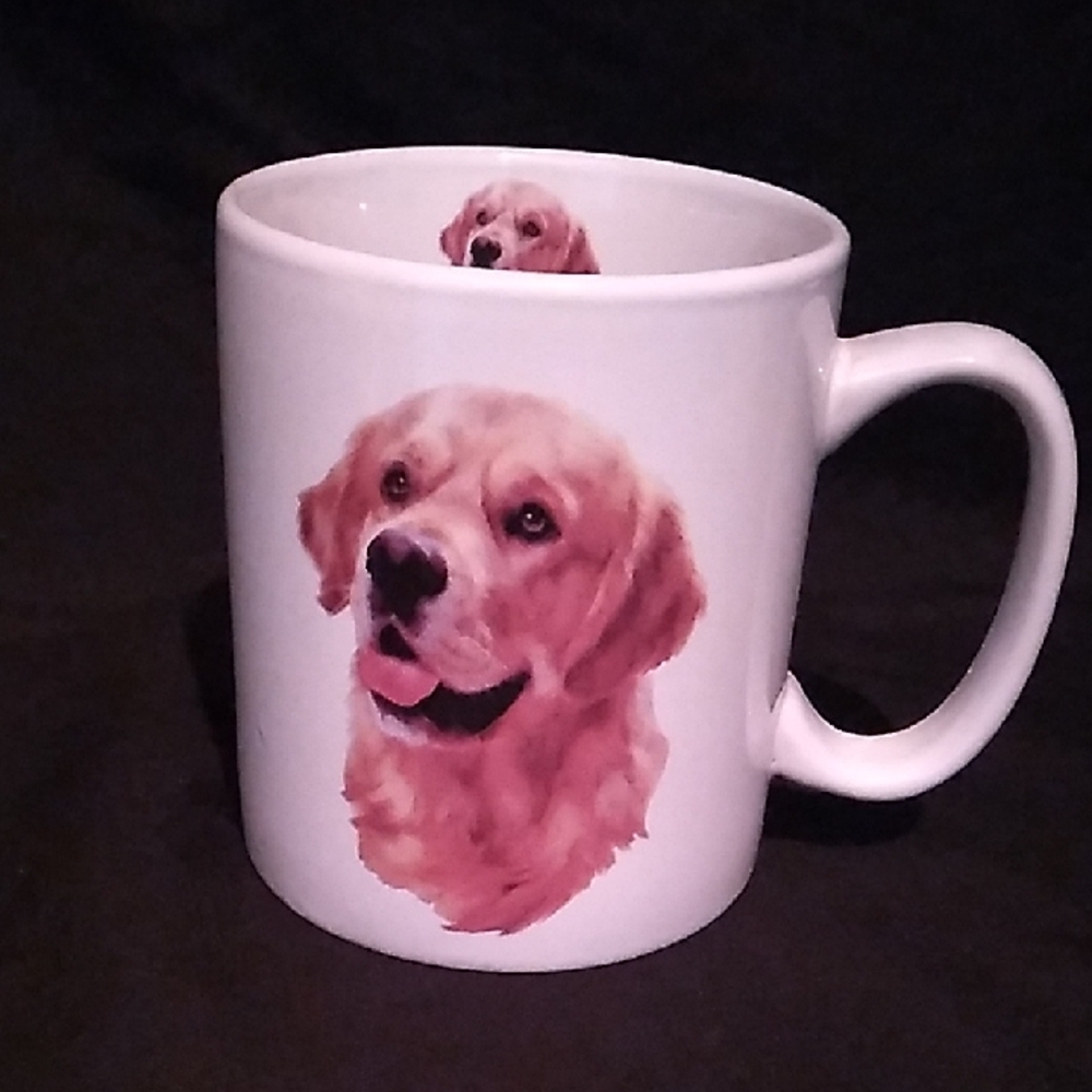 Vintage Bow Wow Meows Golden Retriever Dog Large Coffee Mug (B5)